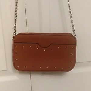 EXPRESS brown crossbody w/chain & studs